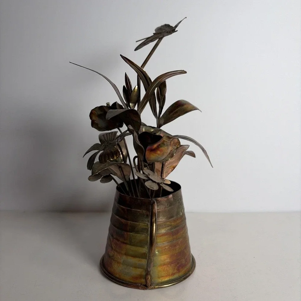 VTG Berkeley Copper Watering Can Floral Butterfly Music Box 